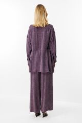 Çiçek Detaylı İpek Kupra Takım